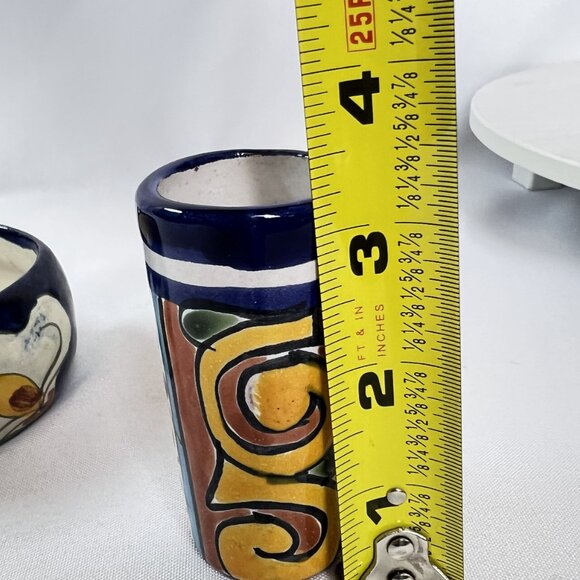 Talavera Mexican Pottery Set Vintage Hand-Painted Shot Glass & Bowl 2 pcs. - Picture 7 of 10